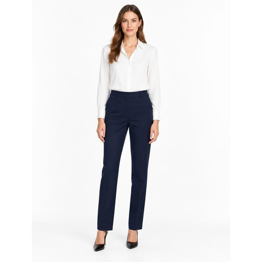 Boden Navy Tailored Trousers T0483 US 8R Straight Leg Flat Front NWT