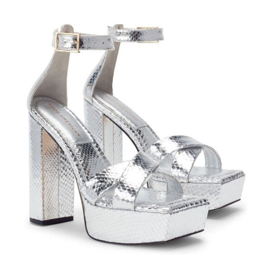 Good American Silver Platform Shoes 7.5