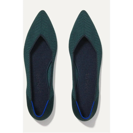 Rothy's The Point Green Cedar Herringbone sz 13 Slip-on Ballet Flats