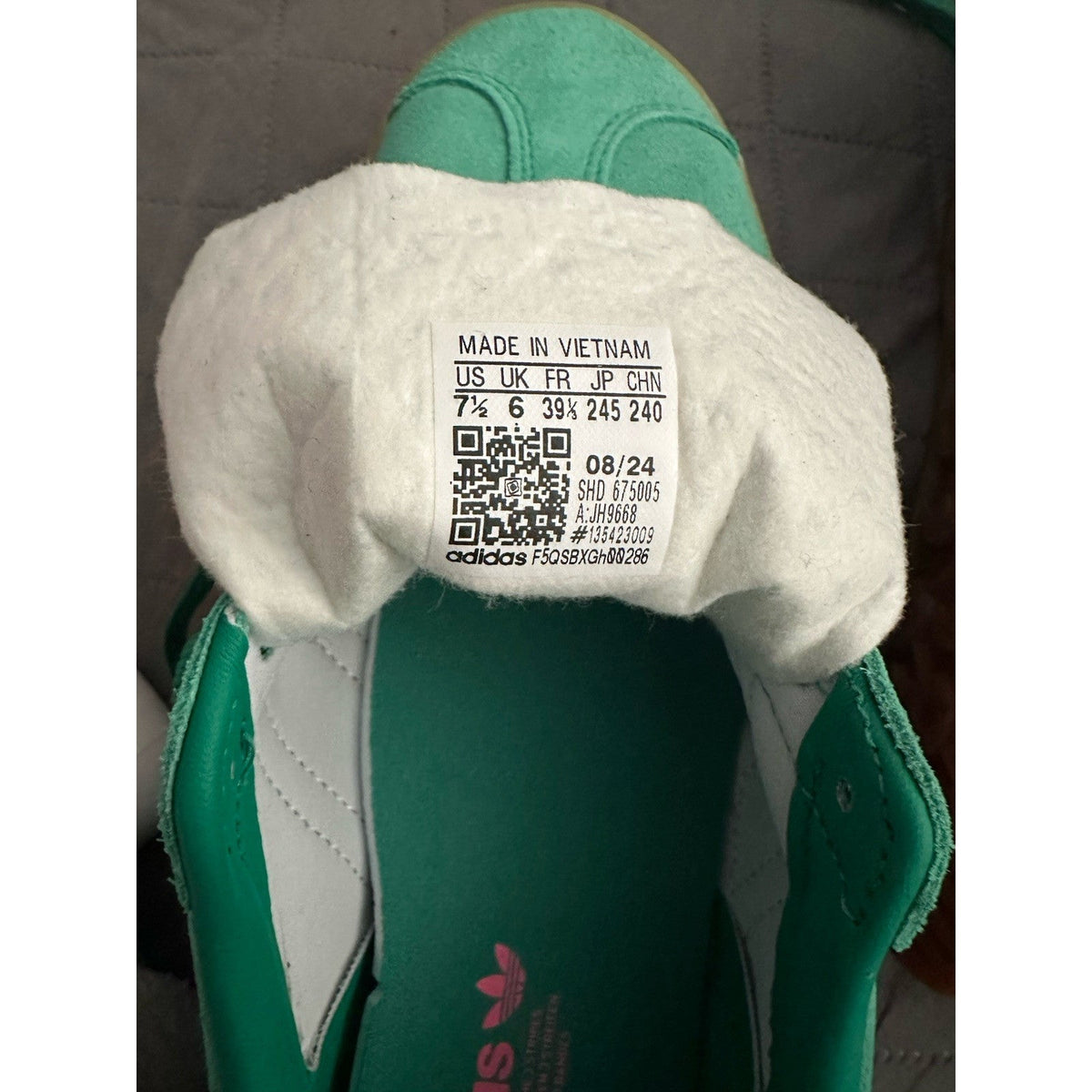 Adidas Women's Gazelle Bold Shoes in Court Green/Lucid Pink/Pure Sulfur,Size 7.5